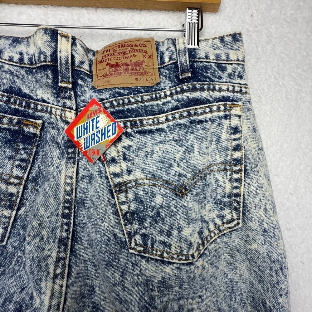 Vintage Levis 505 Mens 35x34 Acid Wash Jeans Made in USA White Washed 505-0209